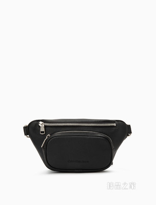 Calvin Klein女包 经典时尚拉链插扣调节LOGO宽肩带斜挎腰包DH3109