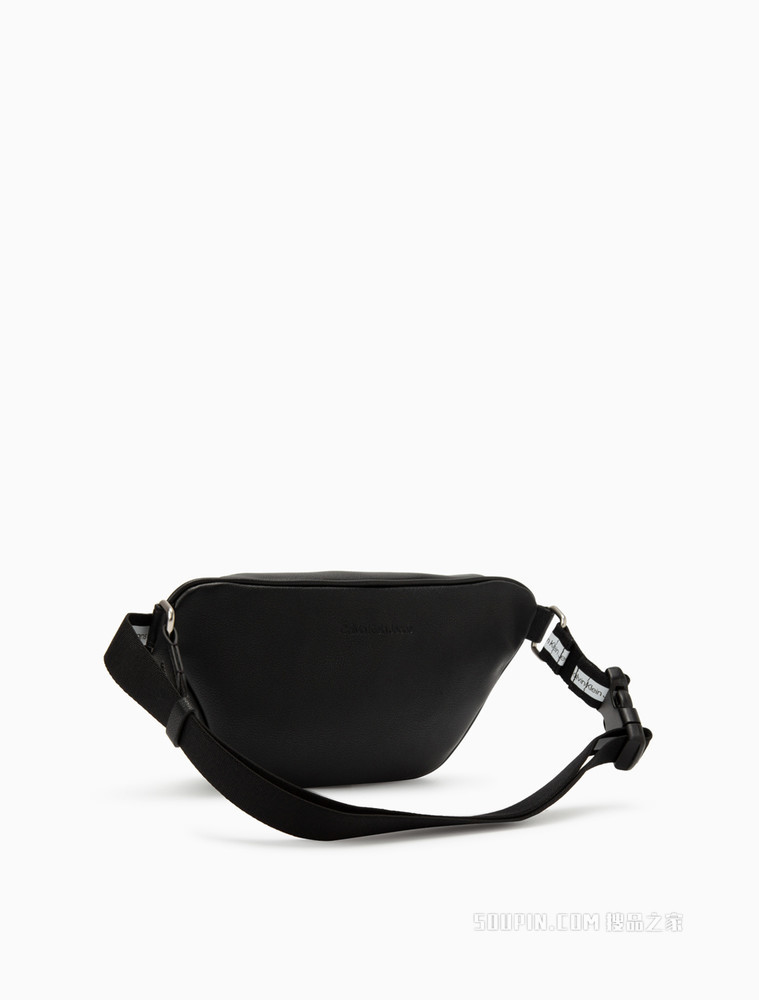 Calvin Klein女包 经典时尚拉链插扣调节LOGO宽肩带斜挎腰包DH3109