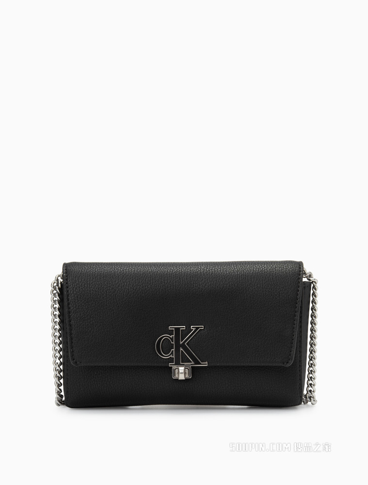 Calvin Klein女包 时尚小巧翻盖式链条金属LOGO迷你手机挎包DP1554