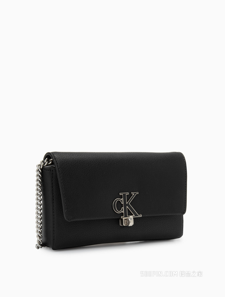 Calvin Klein女包 时尚小巧翻盖式链条金属LOGO迷你手机挎包DP1554