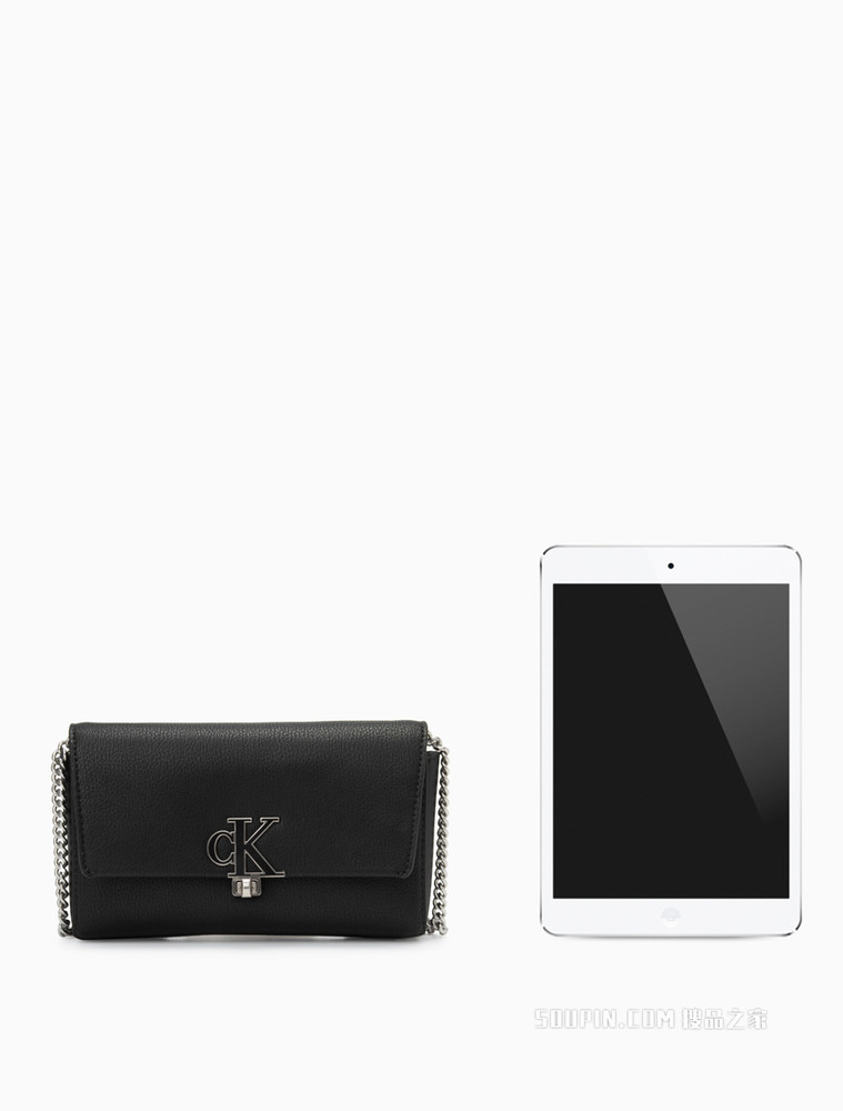Calvin Klein女包 时尚小巧翻盖式链条金属LOGO迷你手机挎包DP1554