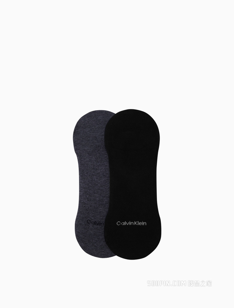 Calvin Klein 男士两双装深口醒目LOGO提花船袜CKP32848