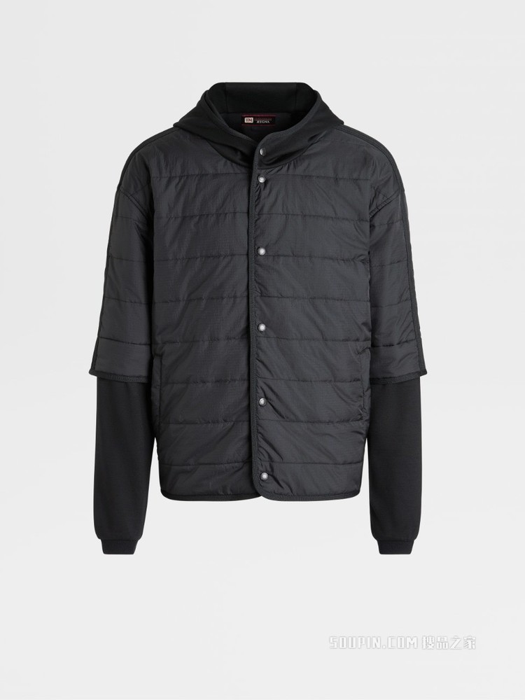 Techmerino™ 羊毛与高科技面料拼接连帽衫