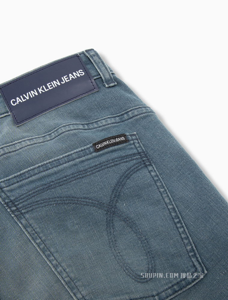 Calvin Klein 男士时尚合体LOGO贴片水洗弹力牛仔裤J319356
