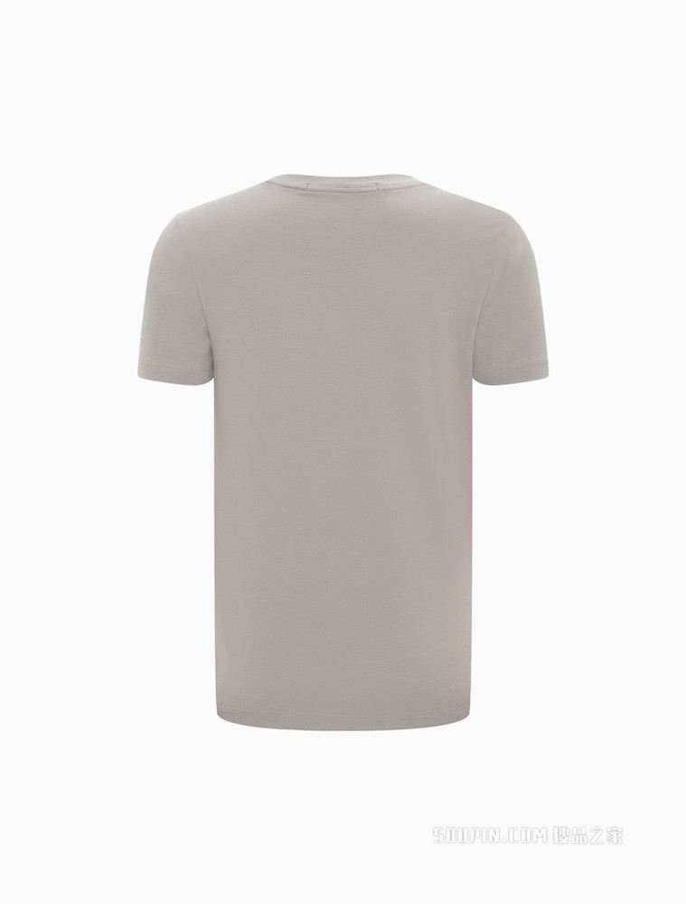 Calvin Klein 男士圆领菱形胶质植绒LOGO短袖T恤J322143