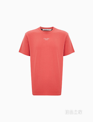 Calvin Klein 男士圆领纯棉简约胶质LOGO短袖T恤J320949