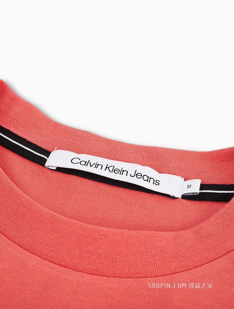 Calvin Klein 男士圆领纯棉简约胶质LOGO短袖T恤J320949