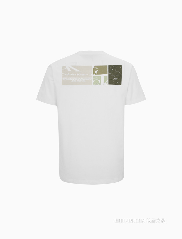 Calvin Klein 男士时尚圆领纯棉绘画图案LOGO短袖T恤J320947