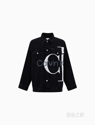Calvin Klein 男士翻领铆钉扣纯棉醒目印花牛仔外套J319798