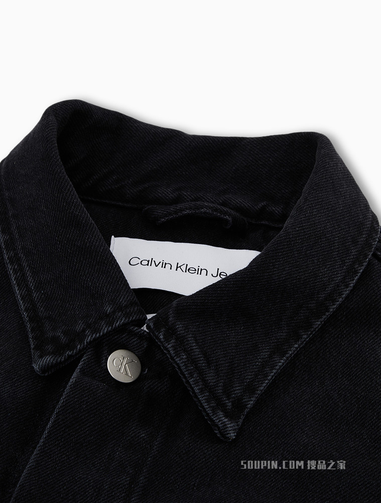 Calvin Klein 男士翻领铆钉扣纯棉醒目印花牛仔外套J319798