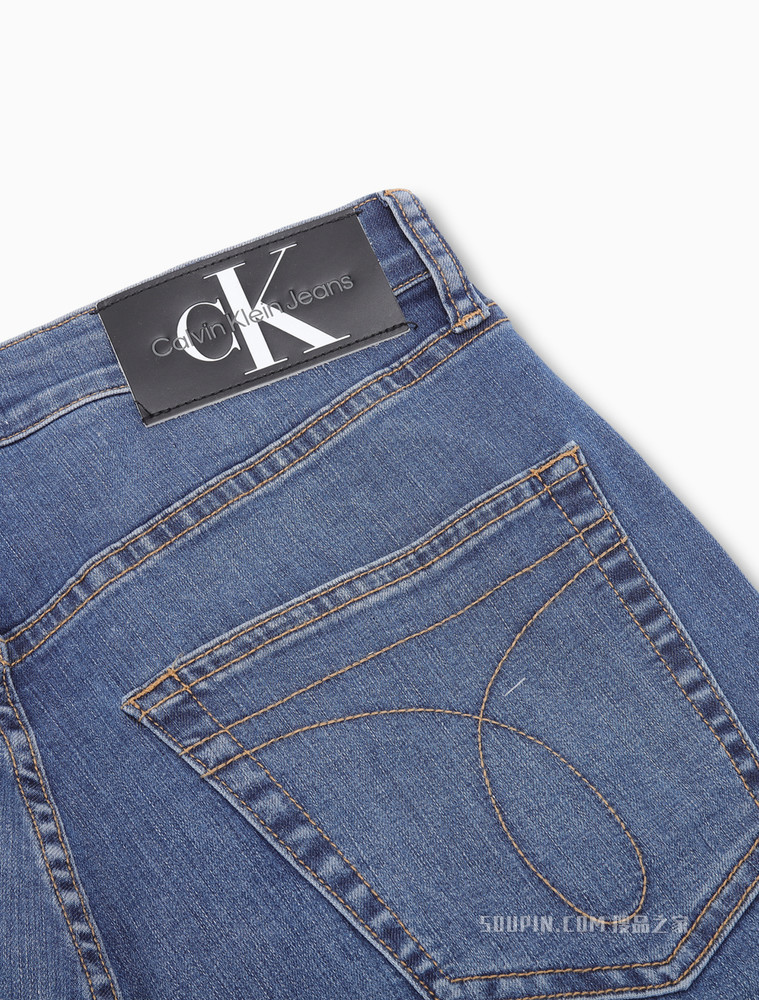 Calvin Klein 男士时髦楔形版中腰破洞水洗弹力牛仔裤J320649