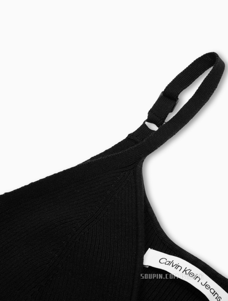 Calvin Klein 女士性感V领LOGO绣片针织吊带连体衣J218182