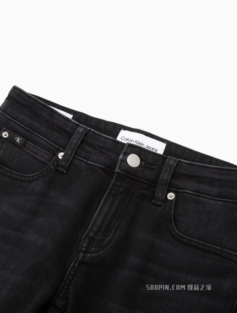 Calvin Klein 女士时尚合体弹力黑灰色水洗九分牛仔裤J219166