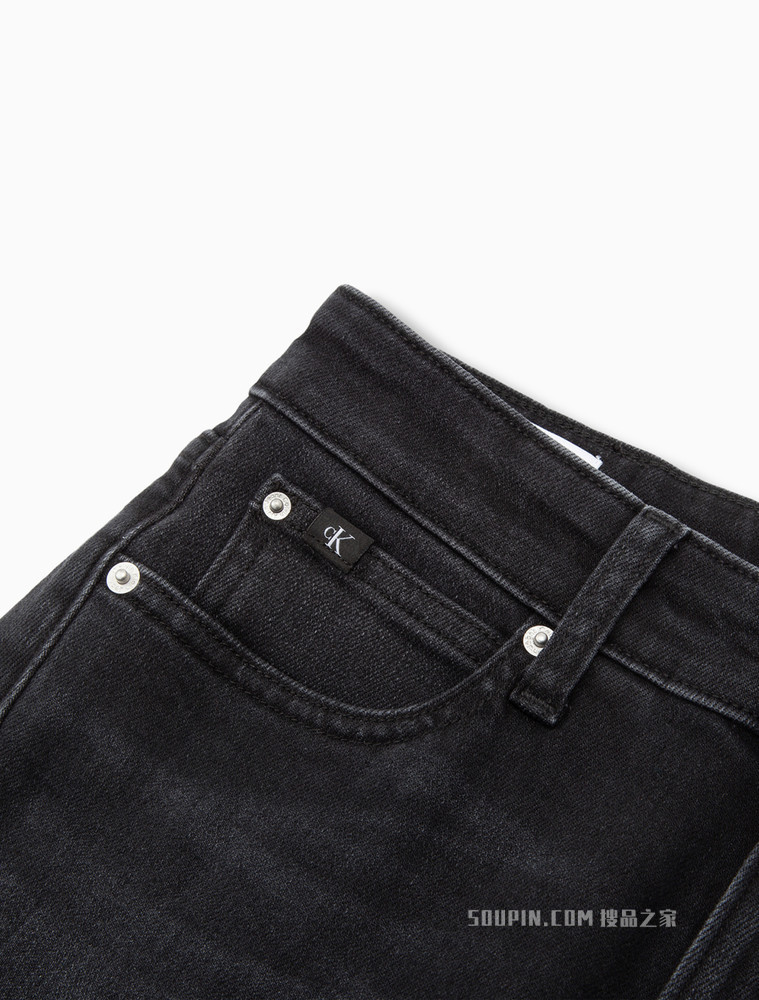 Calvin Klein 女士时尚合体弹力黑灰色水洗九分牛仔裤J219166