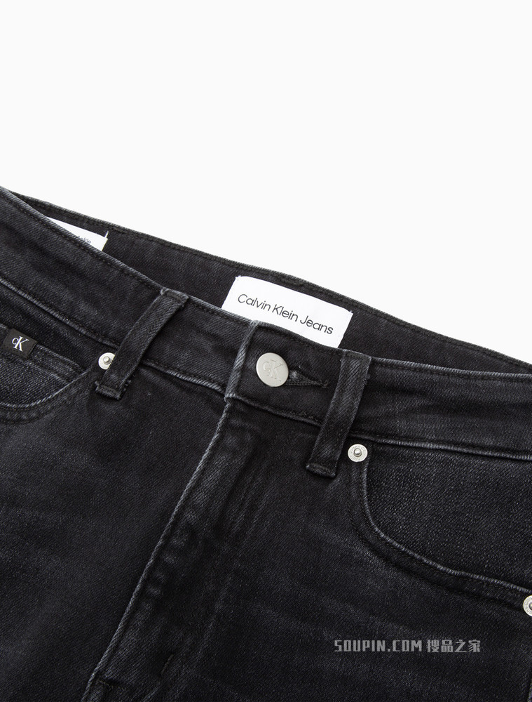 Calvin Klein 女士高腰紧身破洞毛边弹力九分牛仔裤J219167