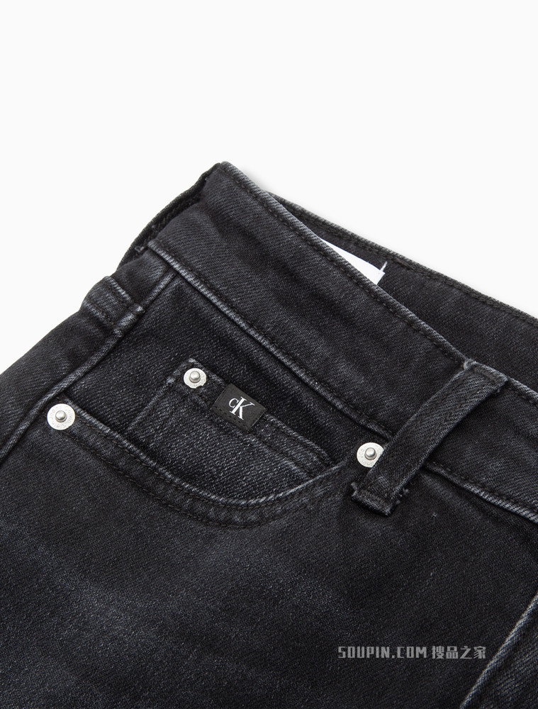Calvin Klein 女士高腰紧身破洞毛边弹力九分牛仔裤J219167
