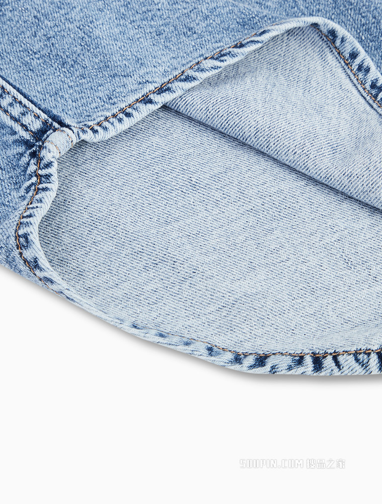 Calvin Klein 女士翻领纯棉LOGO系带收腰牛仔连衣裙J218481