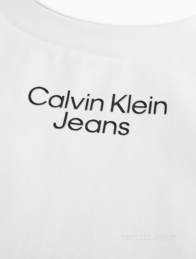 Calvin Klein 女士休闲圆领纯棉简约LOGO短袖T恤J218886