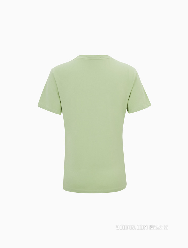 Calvin Klein 女士休闲圆领同大身色胶质LOGO短袖T恤J218907