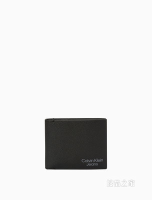 Calvin Klein 男士经典款金属色LOGO压印对折钱包卡包HP1780