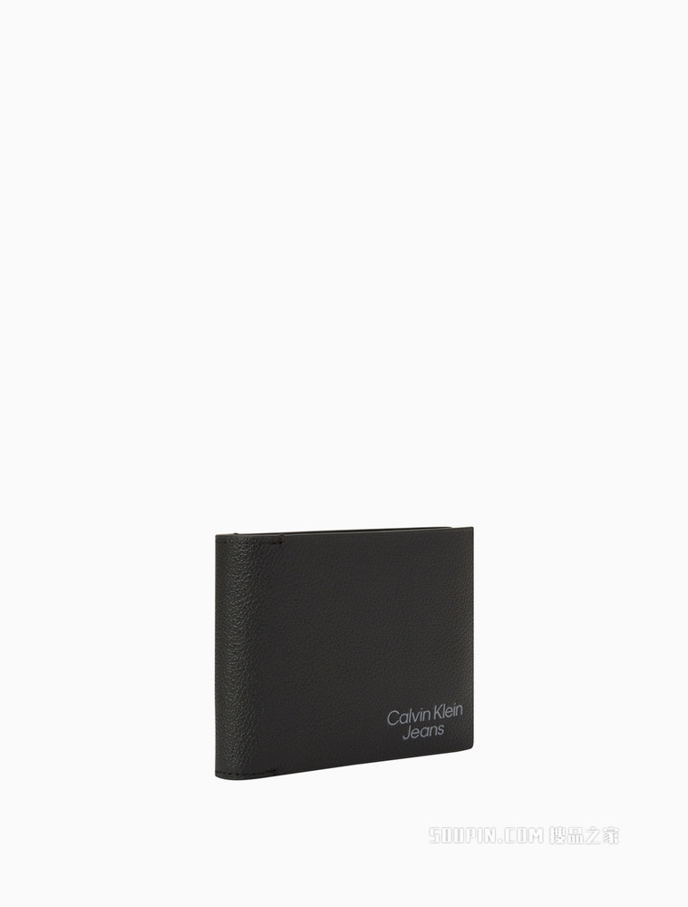 Calvin Klein 男士经典款金属色LOGO压印对折钱包卡包HP1780