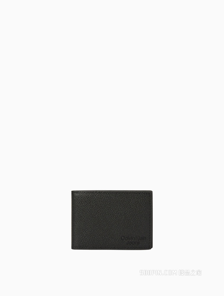 Calvin Klein 男士经典款金属色LOGO压印对折钱包卡包HP1780
