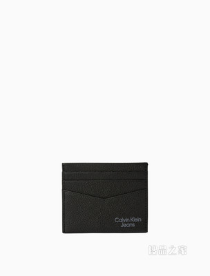 Calvin Klein 男士经典多卡位金属色LOGO压印牛皮卡包HP1783