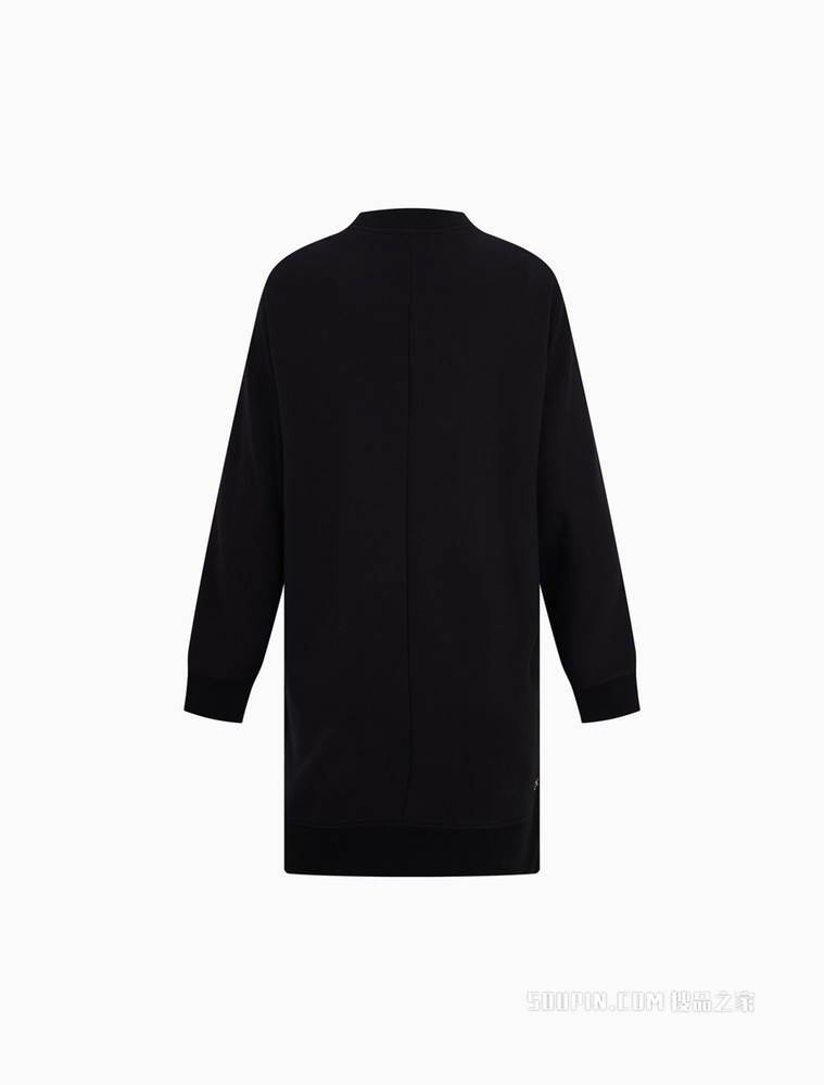 Calvin Klein 女士V领蝙蝠袖LOGO织带针织及膝连衣裙4WS2D900