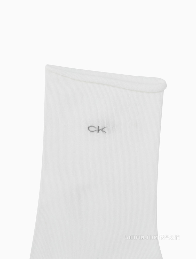 Calvin Klein 女士两双装卷口LOGO提花透气休闲袜子CKP12837