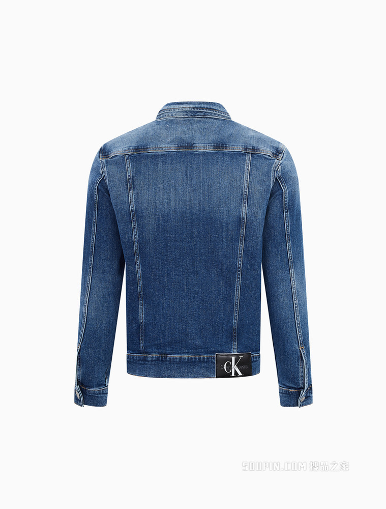 Calvin Klein 男士翻领铆钉排扣LOGO贴片牛仔外套J319794