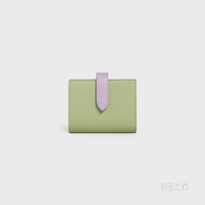 双色粒面牛皮革小号饰带钱包 24531