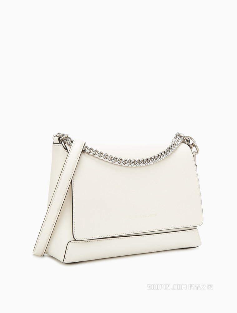 Calvin Klein女包 时尚翻盖式小羊皮可卸LOGO斜挎腋下包DH2926