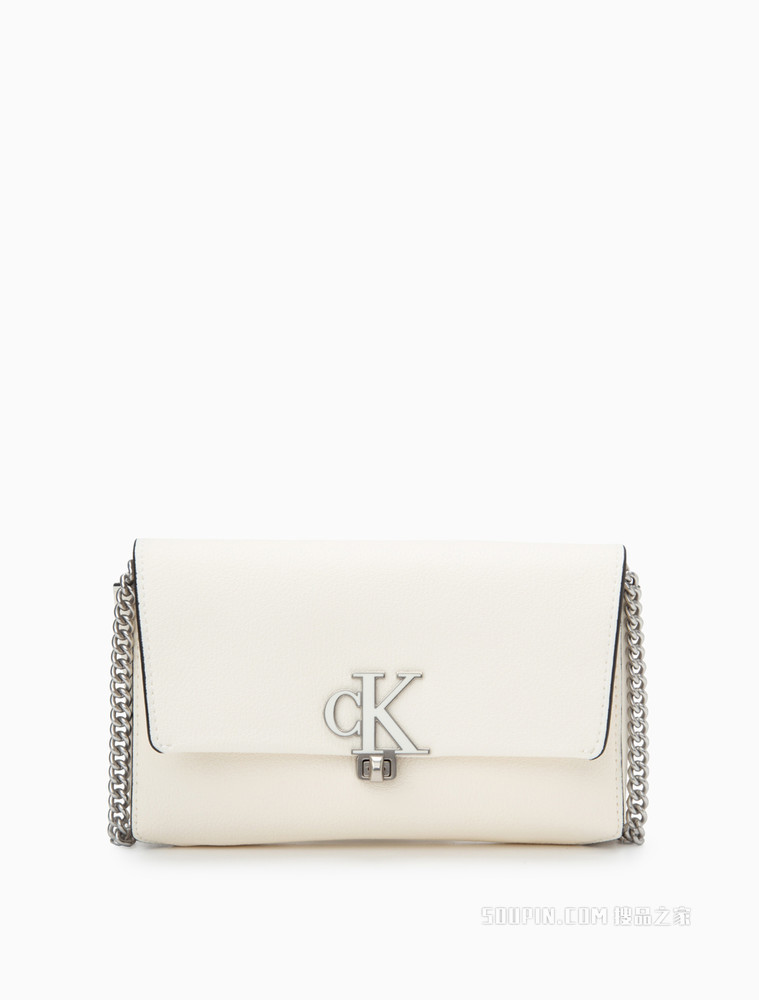 Calvin Klein女包 时尚小巧翻盖式链条金属LOGO迷你手机挎包DP1554