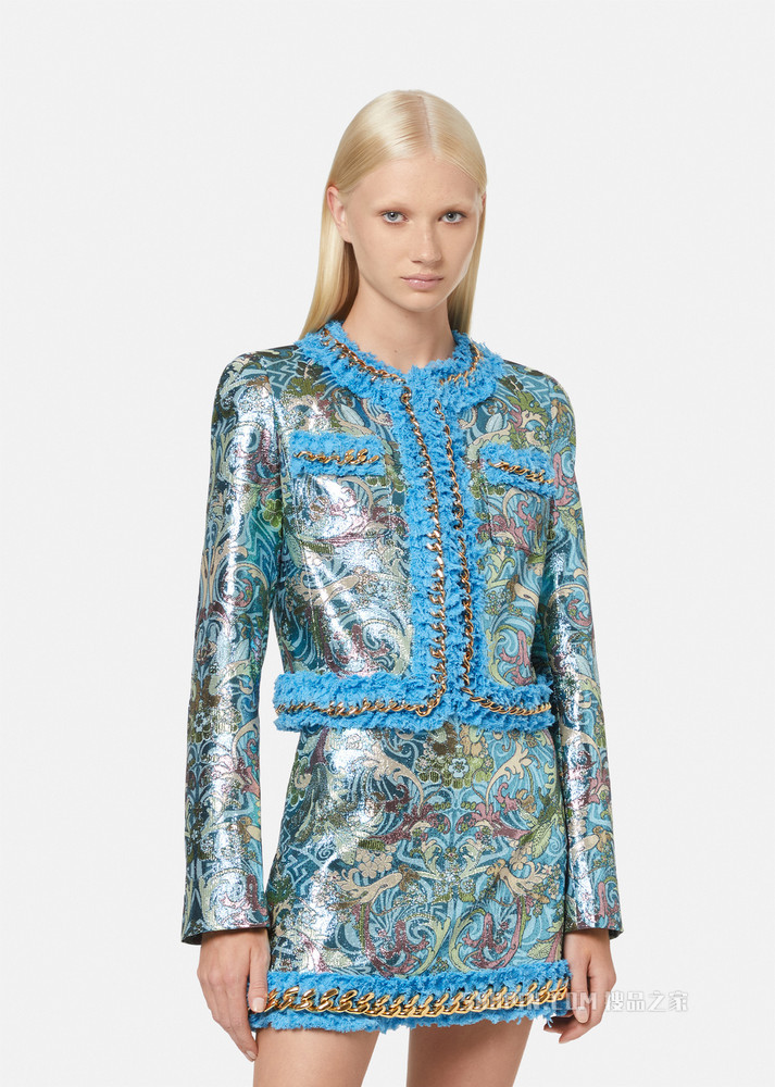 粗花呢链条夹克