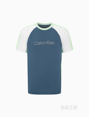 Calvin Klein男士圆领插肩袖拼接印花短袖T恤4MS2K130