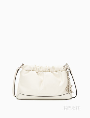Calvin Klein女包 时尚金属LOGO羊皮褶皱单肩斜挎包DH2928
