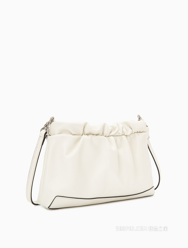 Calvin Klein女包 时尚金属LOGO羊皮褶皱单肩斜挎包DH2928