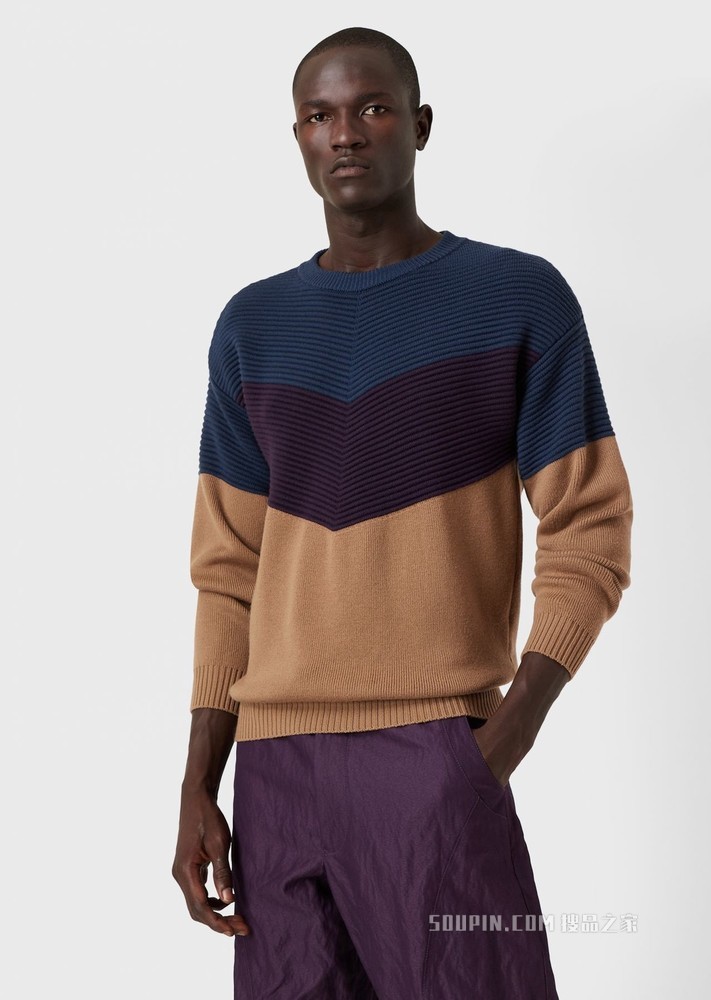 羊毛撞色针织衫 | Giorgio Armani