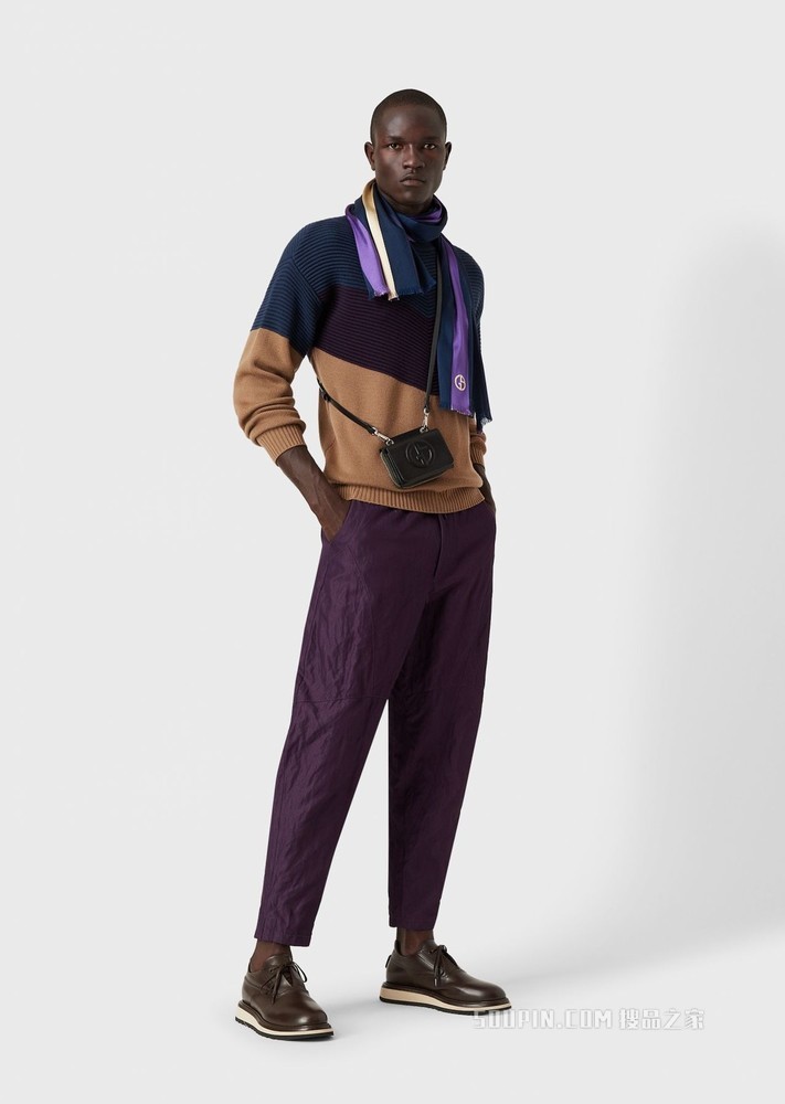 羊毛撞色针织衫 | Giorgio Armani