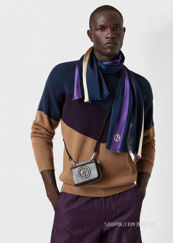 羊毛撞色针织衫 | Giorgio Armani