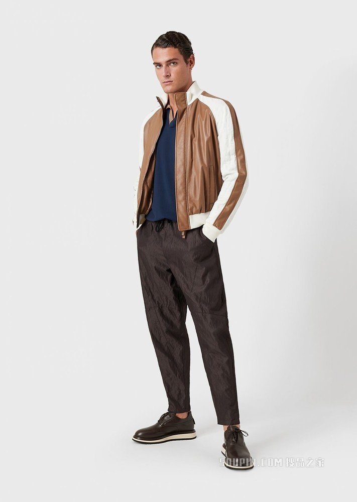 羊毛撞色翻领针织衫 | Giorgio Armani