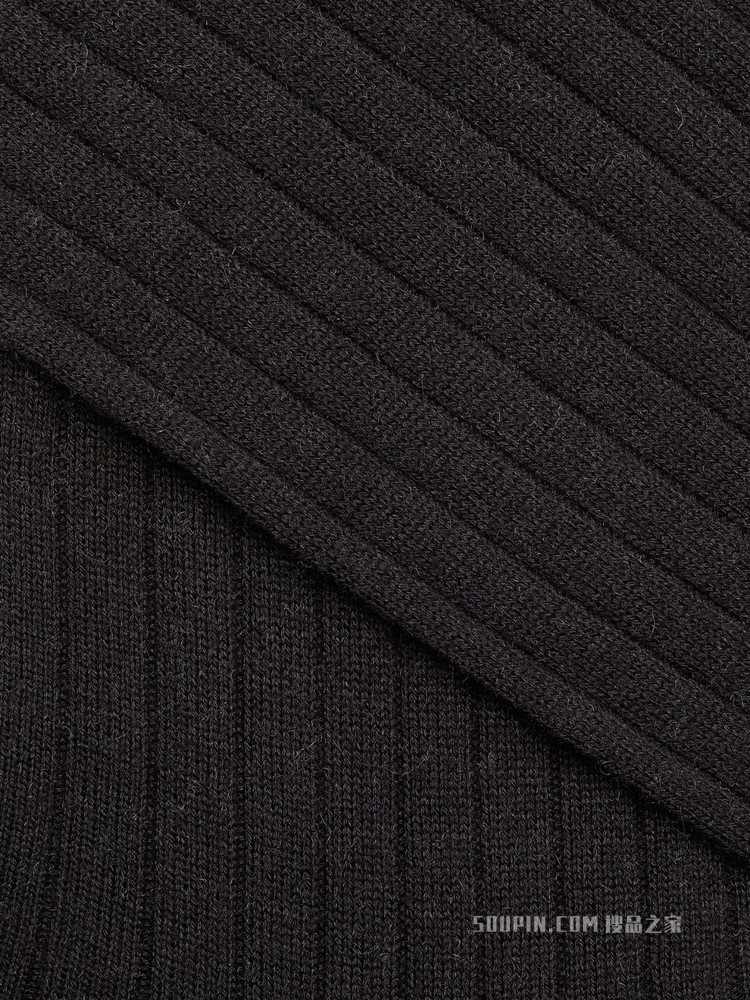 黑色天然棉、山羊绒及混纺材质中筒袜