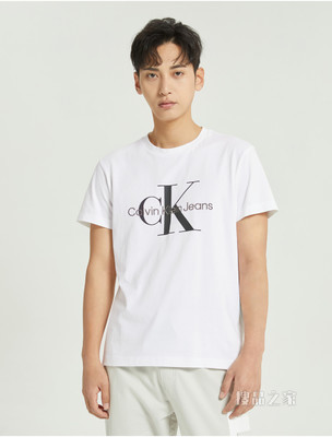 CK Jeans 2022春季新款男士舒适简约纯棉叠印LOGO短袖T恤J320770