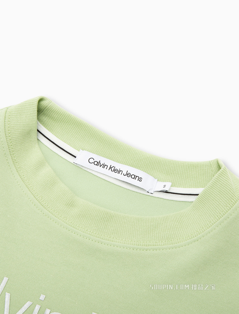 Calvin Klein 女士圆领短款宽松LOGO印花短袖T恤J218911