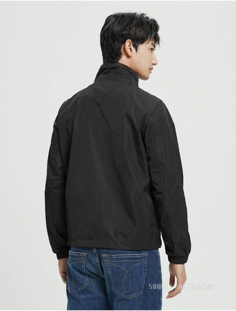 Calvin Klein 男士立领拉链同色系印花单夹克外套J320579
