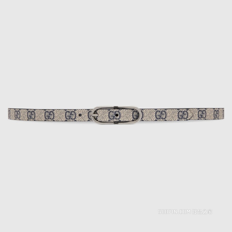 Jackie 1961窄腰带 米色和蓝色GG Supreme帆布