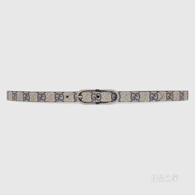 Jackie 1961窄腰带 米色和蓝色GG Supreme帆布