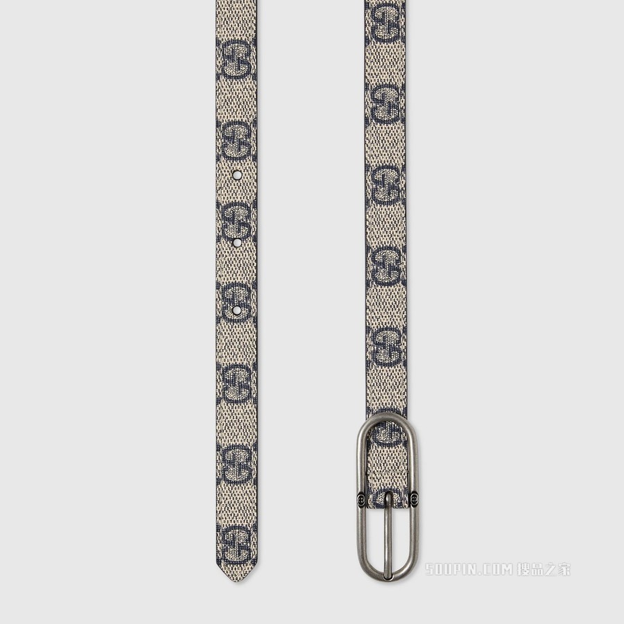Jackie 1961窄腰带 米色和蓝色GG Supreme帆布