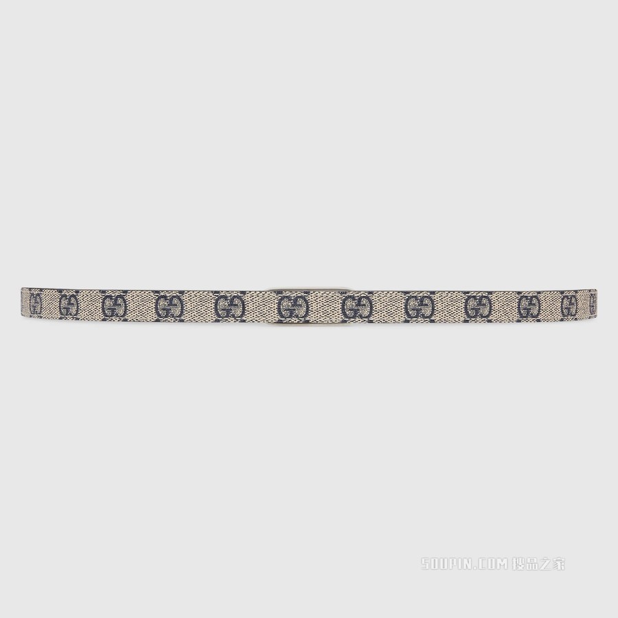 Jackie 1961窄腰带 米色和蓝色GG Supreme帆布