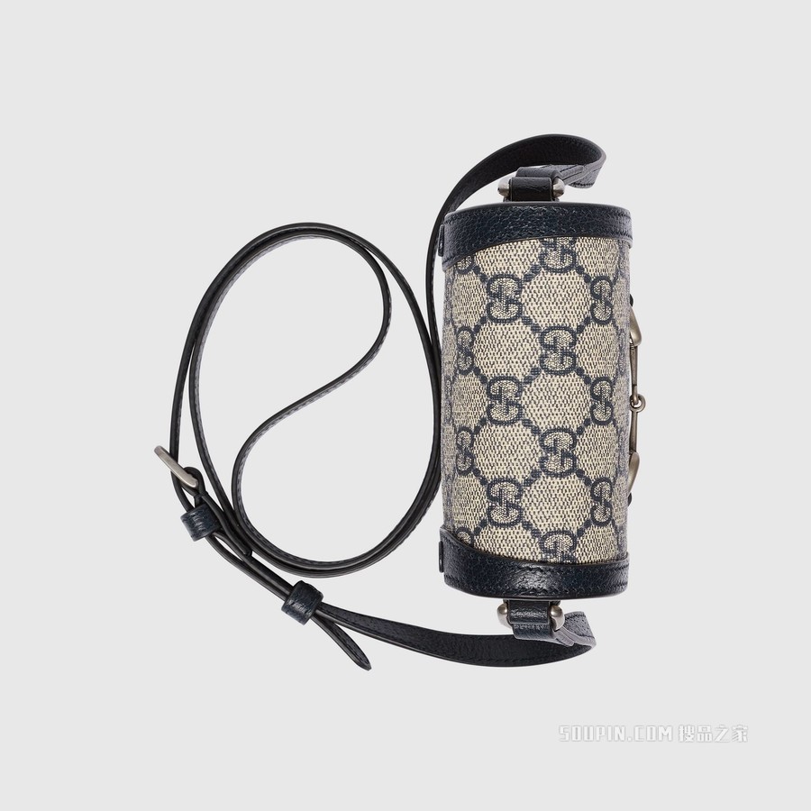 Gucci 马衔扣1955系列迷你手袋 米色和蓝色Supreme帆布